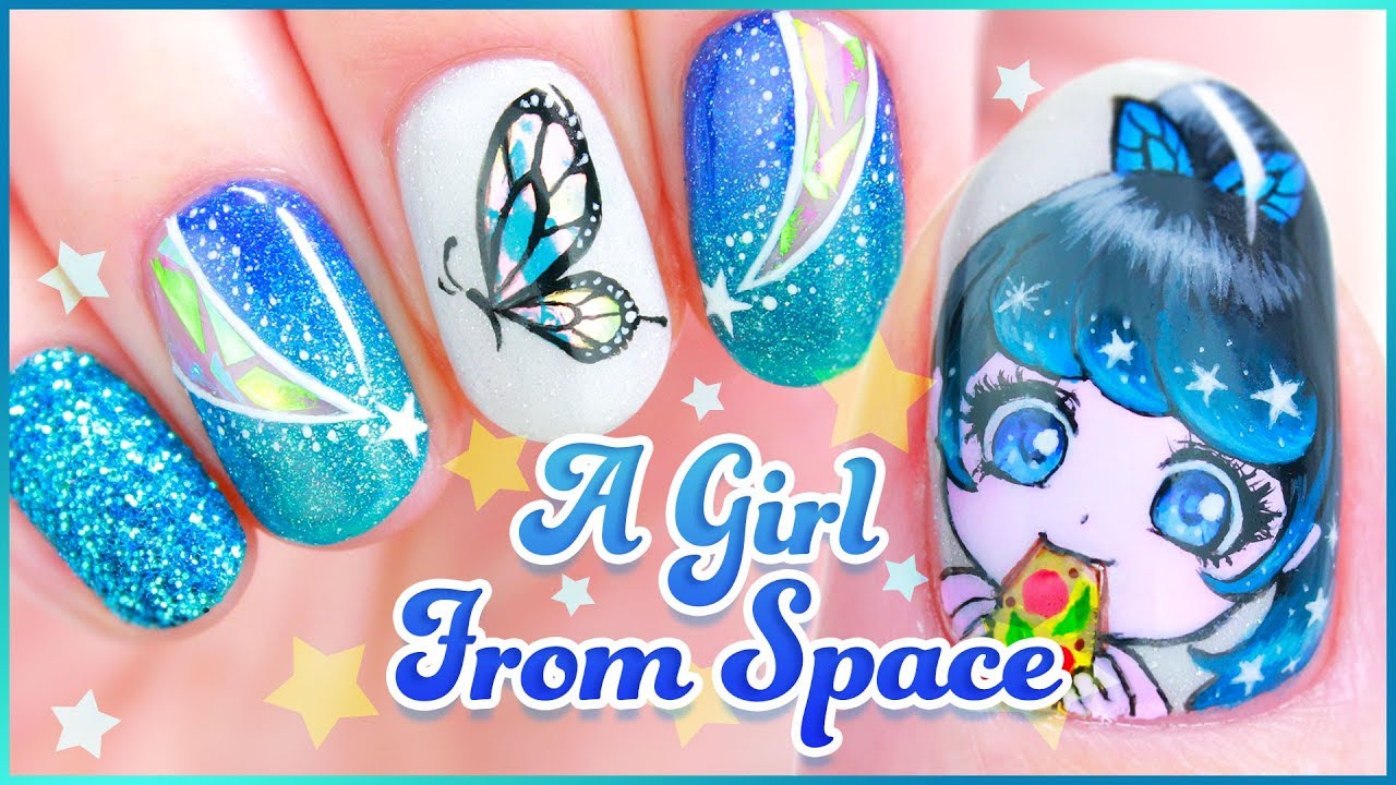☆ Original Character Nail Art - A Girl From Space ☆