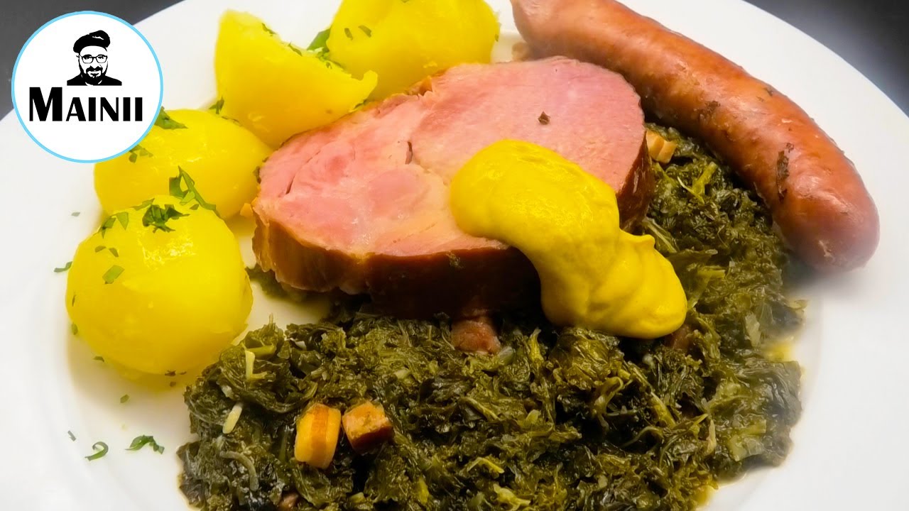 Grünkohl Rezept zubereiten mit Kassler und Pinkelwurst