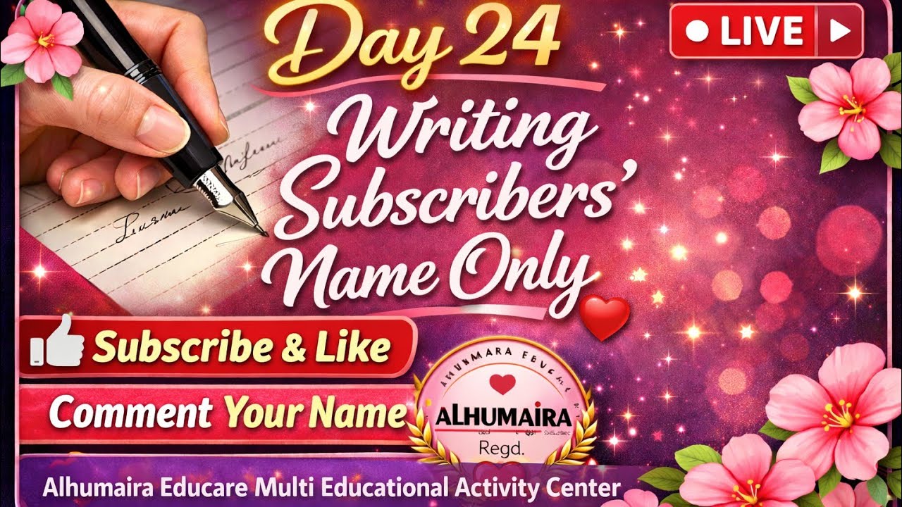 Day 24 Writing Subscribers' Name Only | Subscribe and Like | Comment Your Name ❤️ | Must Double Tap