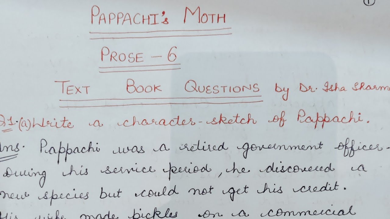 text book questions of pappachi moth