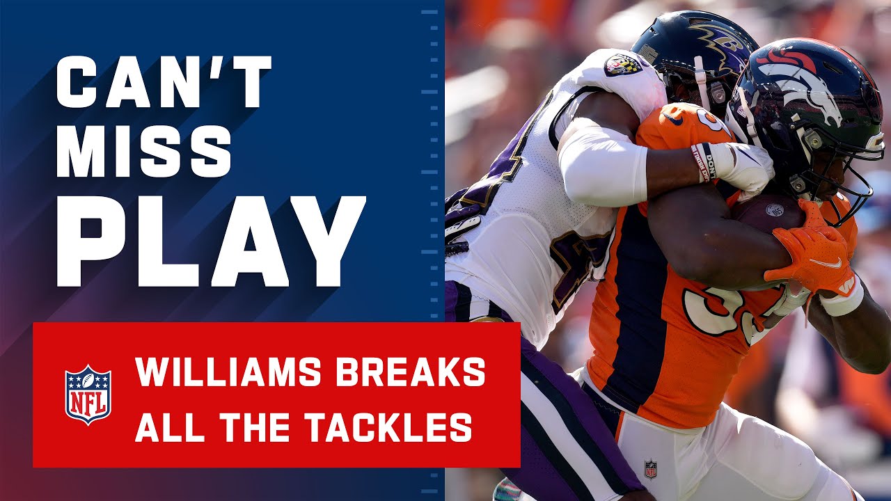 Javonte Williams with 99 Broken Tackles