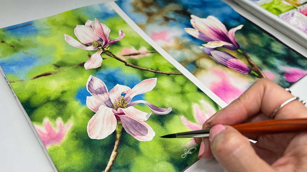 Painting Beautiful Magnolias Before Withering in Watercolor #watercolor #painting #magnolia #tips