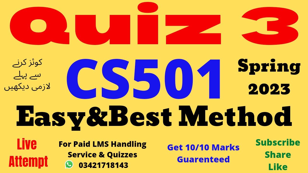 CS501 quiz 3 solution spring 2023 100% verified cs501 quiz 3 2023 cs501 quiz no 3 solution 2023