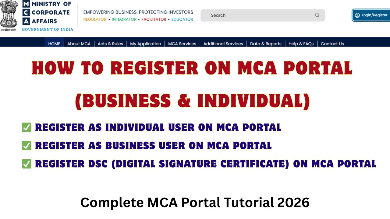 How to Register on MCA Portal (Business & Individual) + DSC Registration | Full Guide 2026 #mca