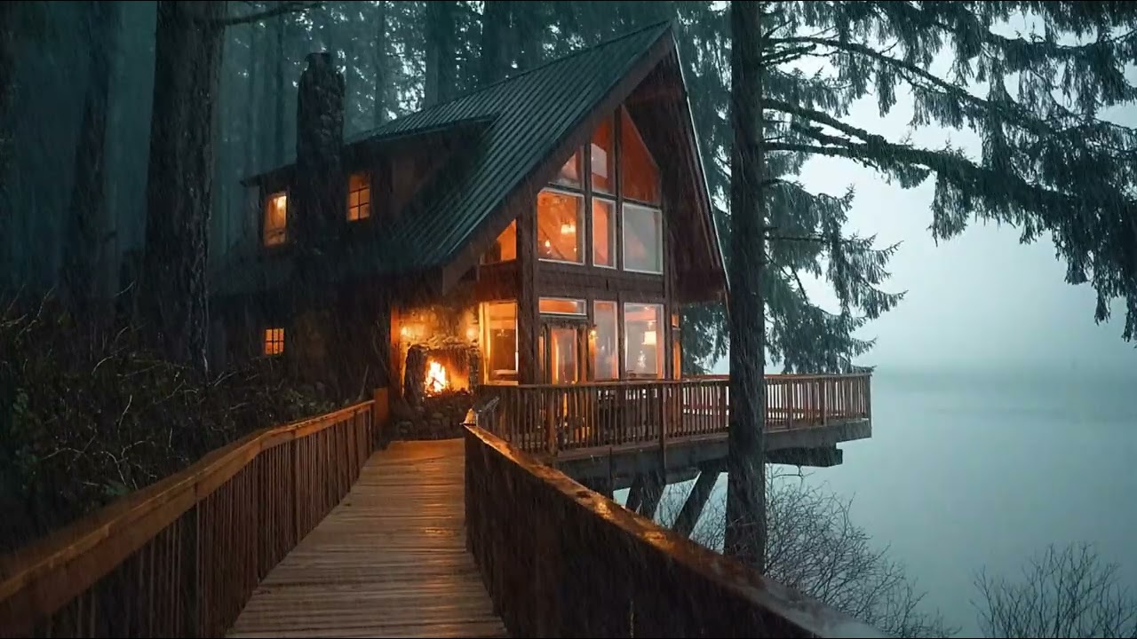 Calming Rain Sound Relaxation for Deep Sleep, Study & Insomnia Relief in Cozy Forest Woods Cabin