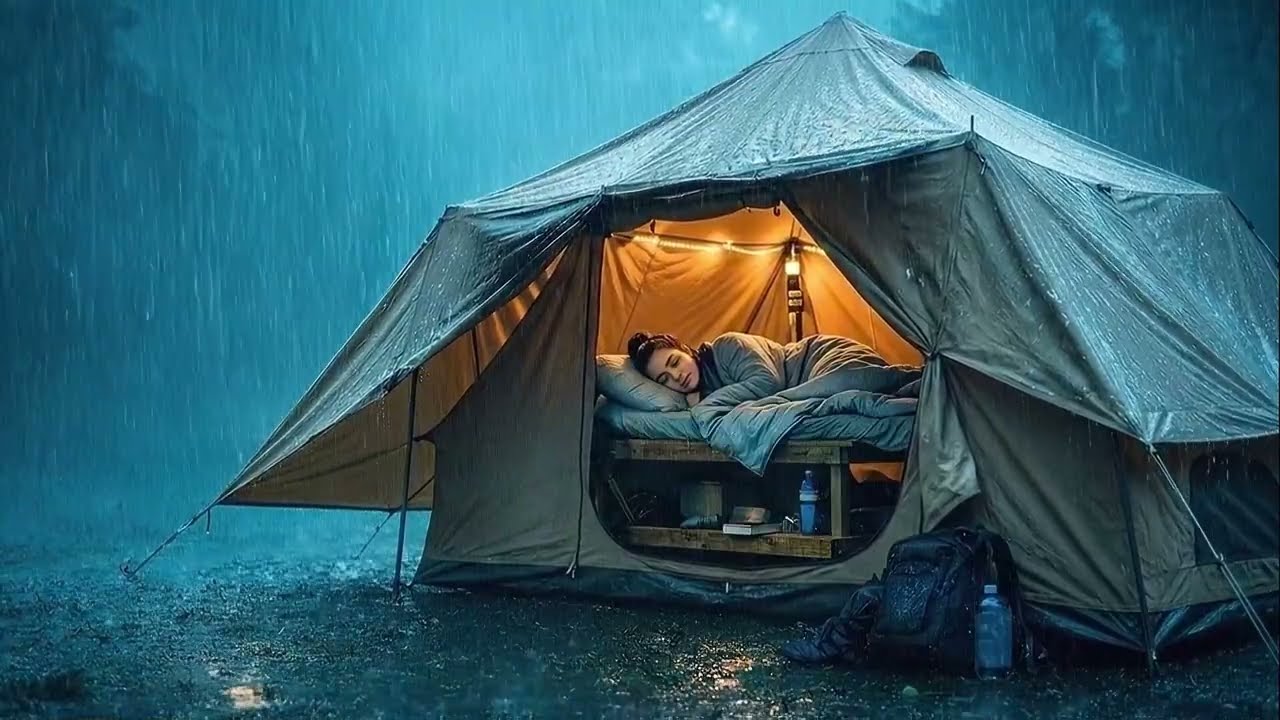 Deep Sleep in 5 Minutes 🌧️ Heavy Rain on Camping Tent | Cozy ASMR & Thunder Sounds (No Ads)