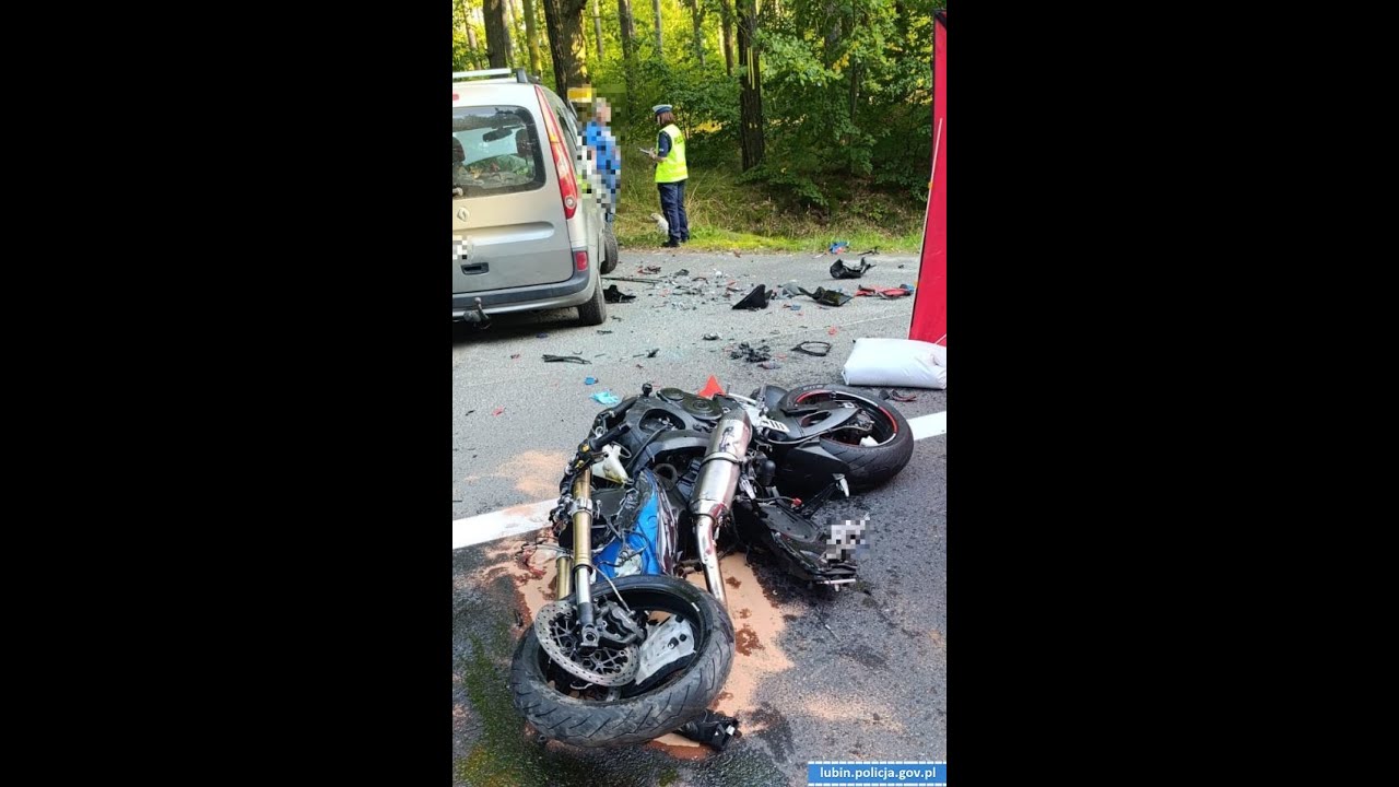 Dramatyczny wypadek motocyklisty na Dolnym Śląsku [NAGRANIE Z KAMERY]
