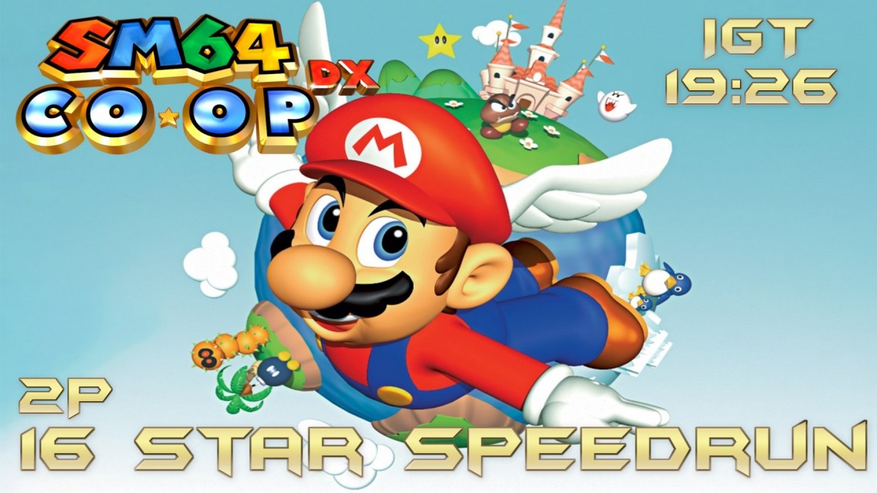 Old PB Super Mario 64 Co-Op 16 Star Speedrun 2P - 19:26.666