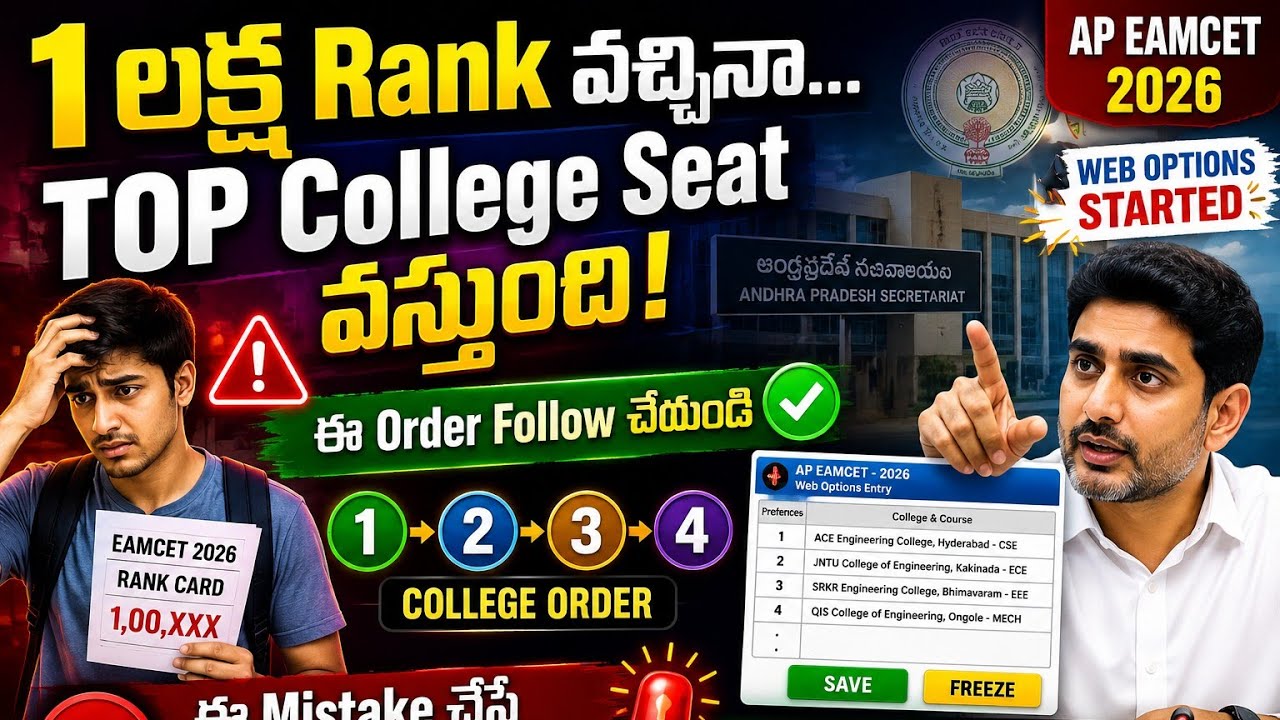 AP EAMCET WEB OPTION PRIORITY ORDE 2026 | WEB OPTION RANK WISE COLLEGES 