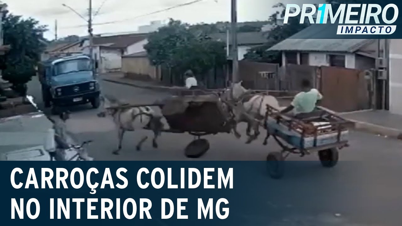 Carroça desgovernada colide com outro carroceiro em MG | Primeiro Impacto (16/12/21)