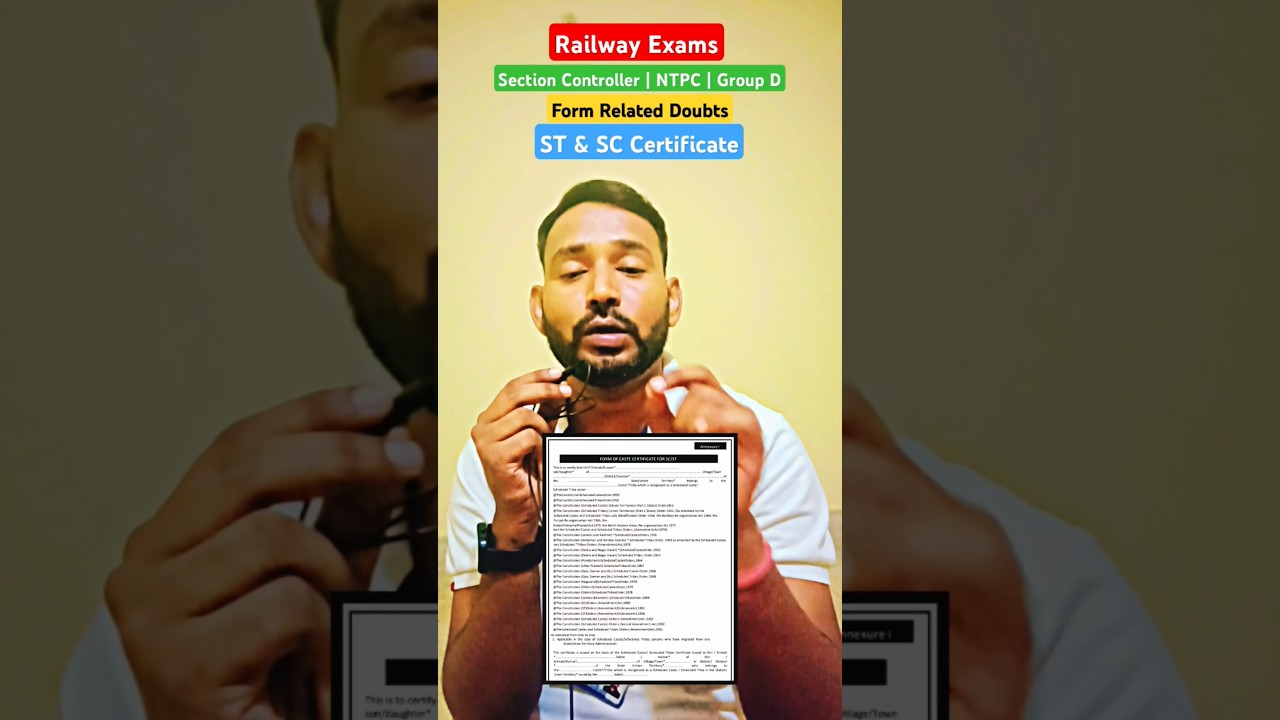 ST & SC Certificate Related Doubt 😱 #Railwaystcertificate #Railwaysccertificate #rrb #rrbntpc