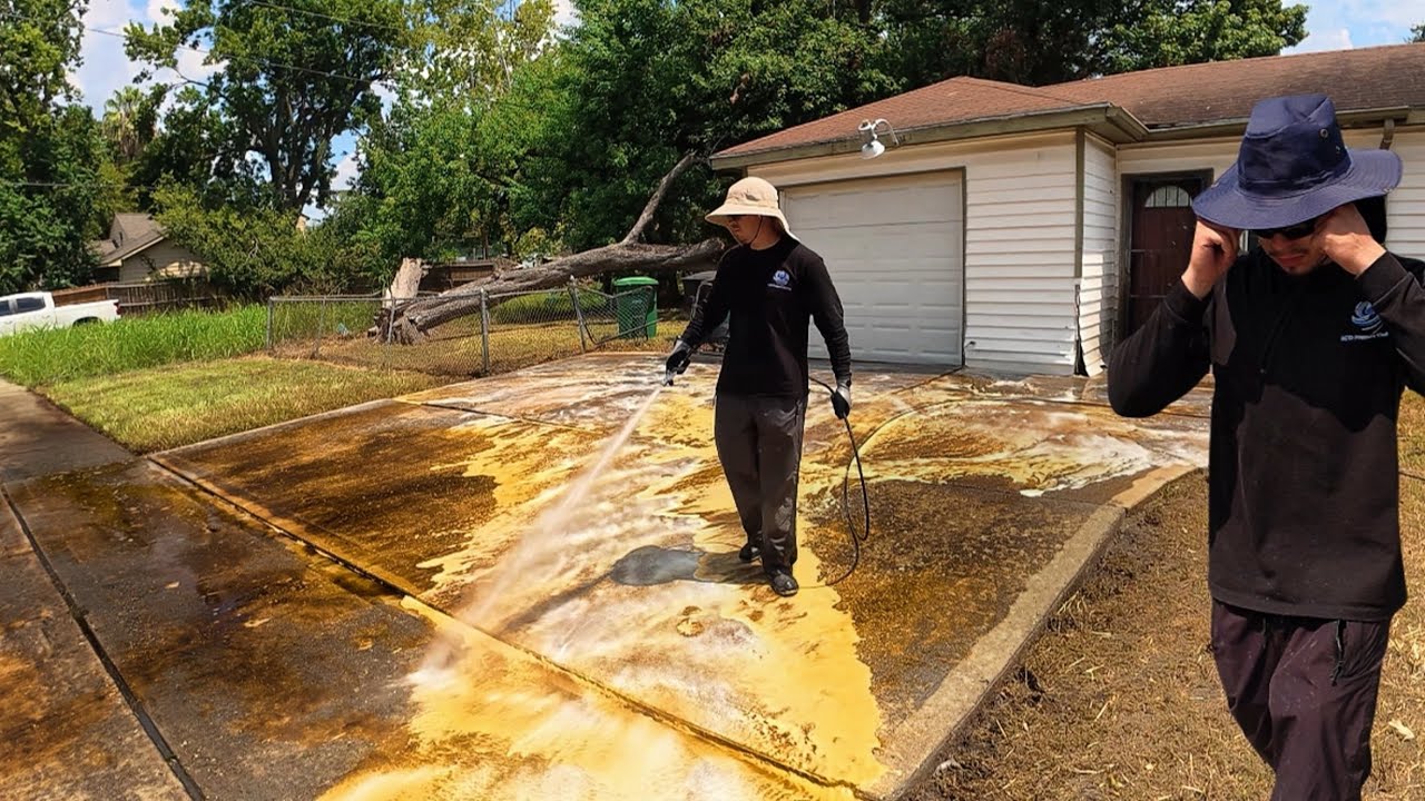 This Driveway Sat FILTHY for 40 Years… Until We Pressure Washed It For FREE!