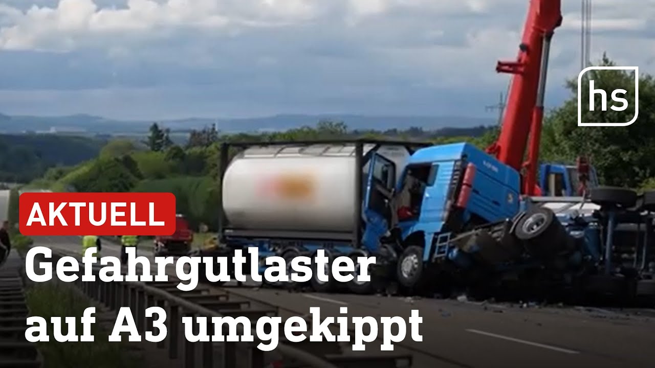 Kilometerlange Staus nach Gefahrgut-Unfall | hessenschau