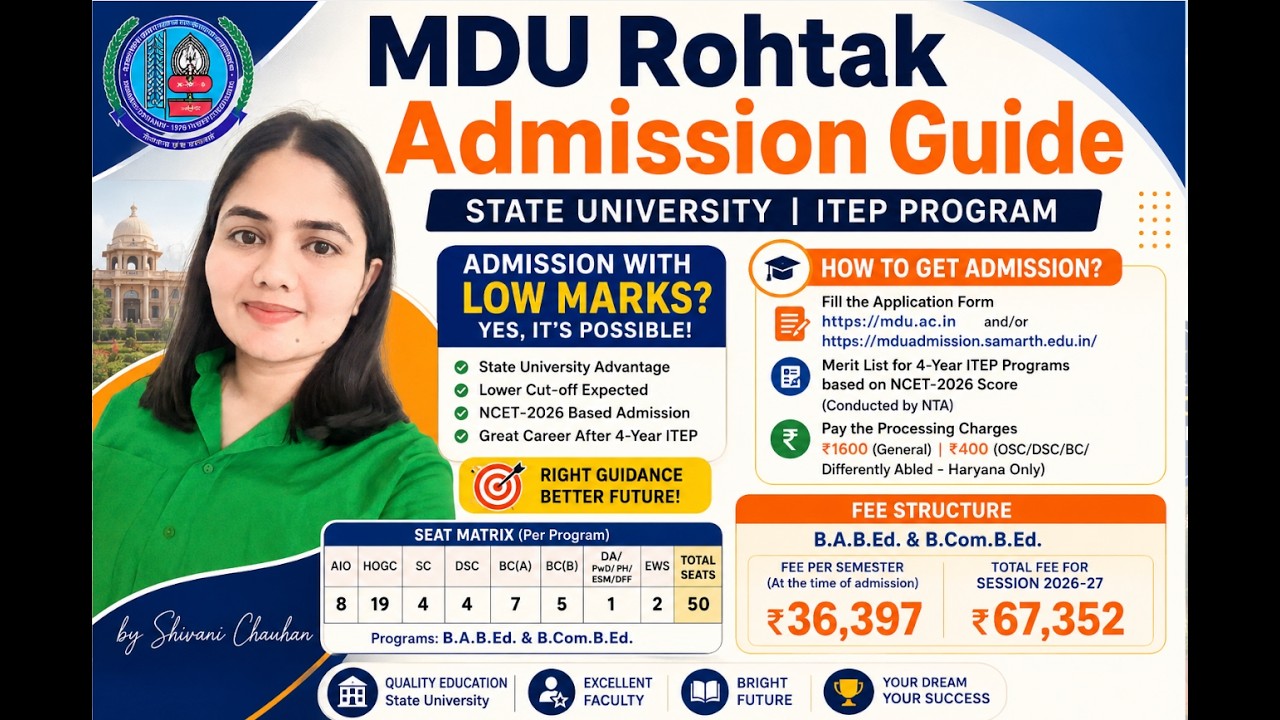 Низкие баллы на NCET? Прием в MDU Rohtak в 2026 году | Полное руководство по ITEP | Распределение...
