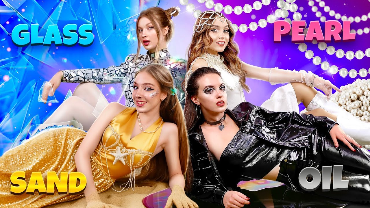 Oil vs Pearl vs Sand vs Glass Girl! Who Will Be School Queen?