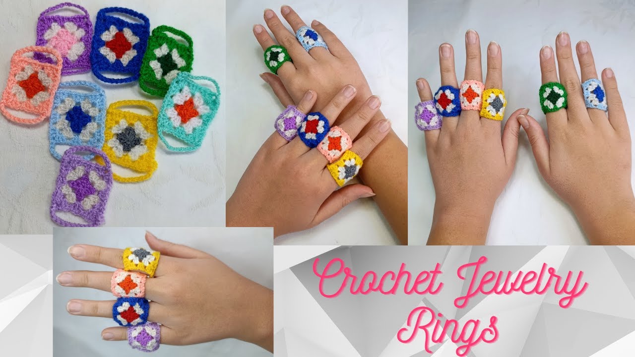 HOW TO CROCHET A JEWELRY RING FROM A GRANNY SQUARE? | CROCHET GRANNY SQUARE JEWELRY RING TUTORIAL