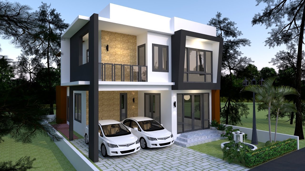 Home Design Plan 8.5x12m with 4 Bedrooms