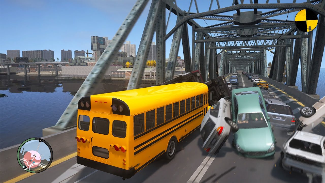 GTA 4 Crazy School Bus Crashes Ep.72