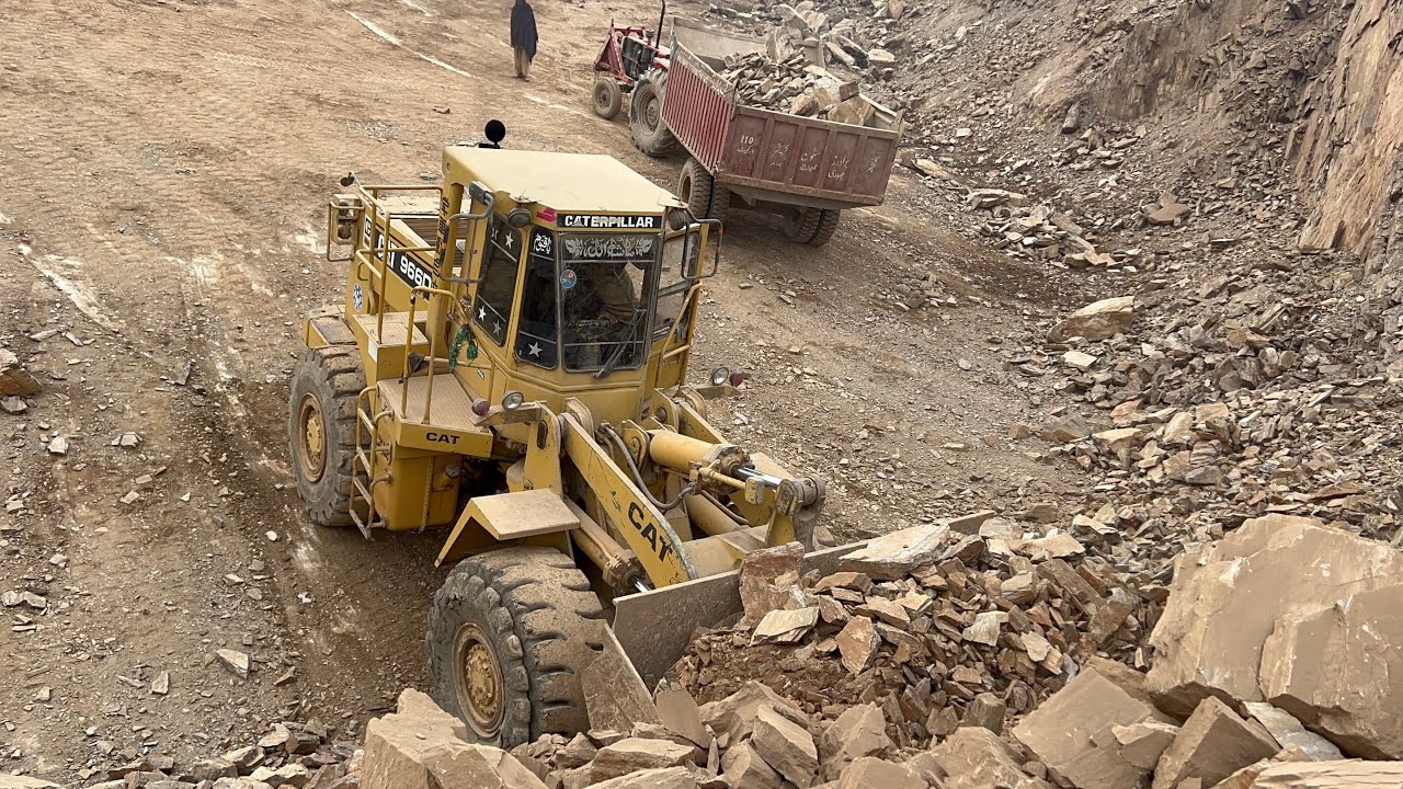 Caterpillar Loader Heavy Rocks Loading | Trucks & Trolleys at Mountain Quarry #loading #caterpillar