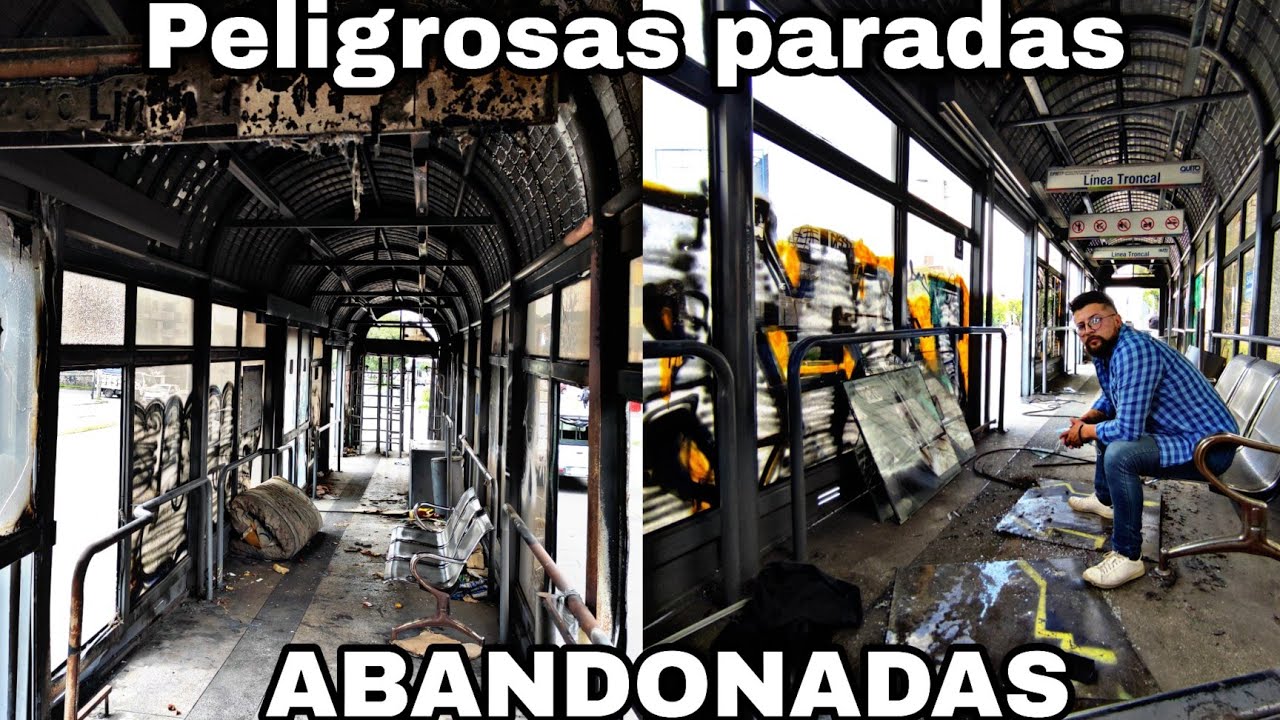 PELIGROSAS paradas de BUSES ABANDONADAS en Quito (Encontré hasta colchones) #exploracion #municipio