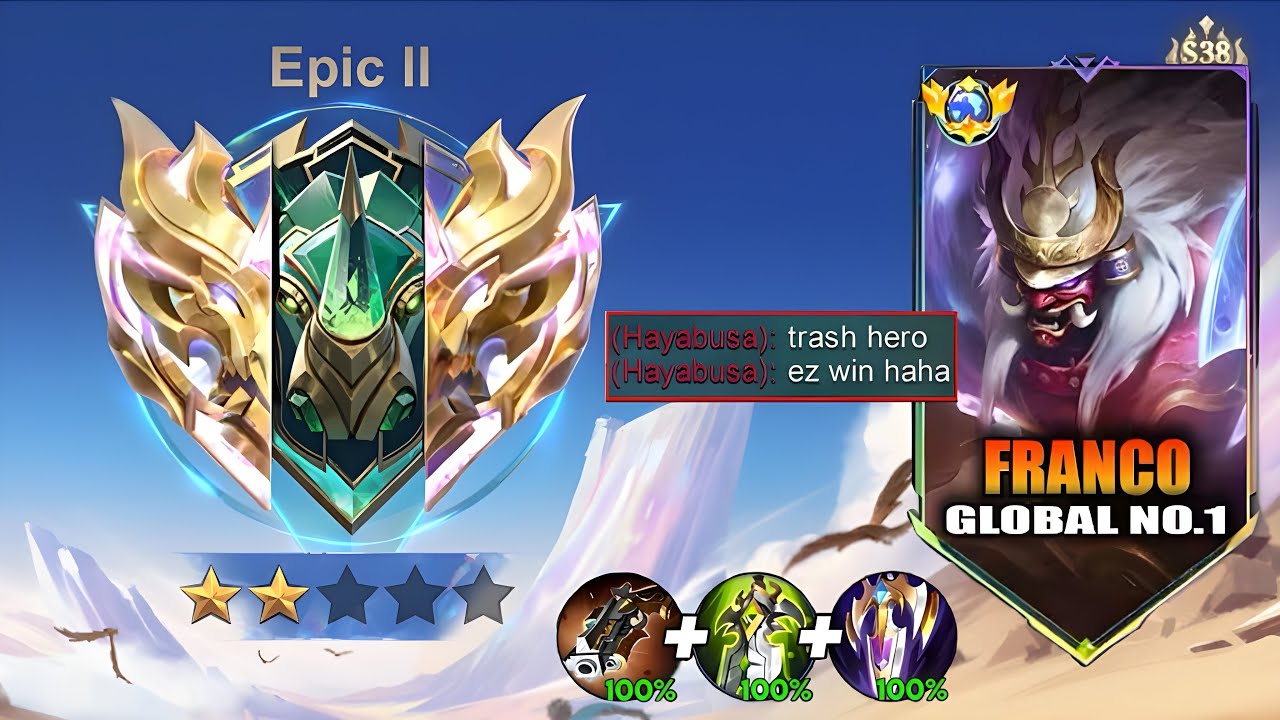 NEW SEASON !! NEW META FRANCO FIGHTER BUILD & EMBLEM ( must try ) ONE HOOK CRTITICAL FRANCO ~ MLBB 