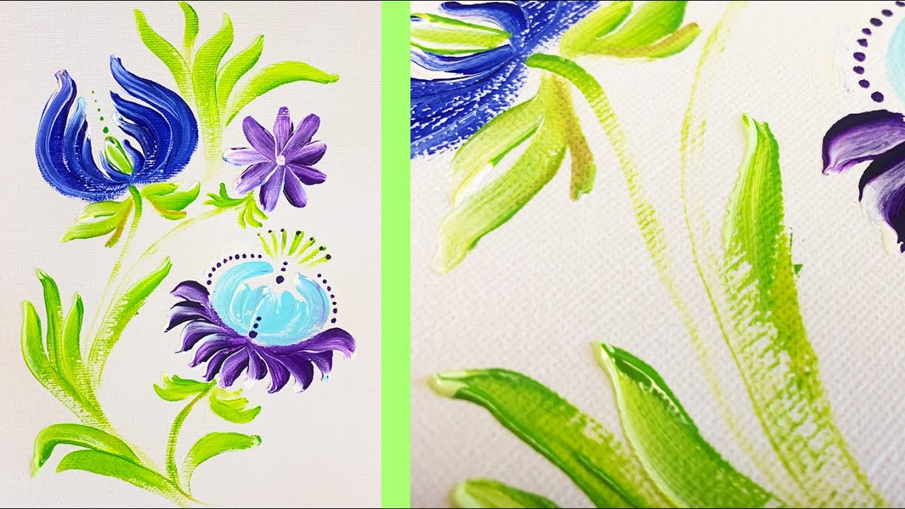 Flower painting technique / Acrylic painting for beginners