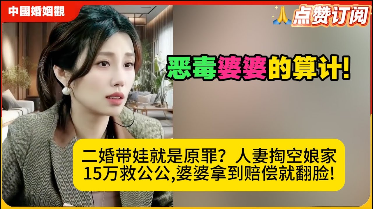 恶毒婆婆的算计!二婚带娃就是原罪？人妻掏空娘家15万救公公,婆婆拿到赔偿就翻脸!米小律中国婚姻观