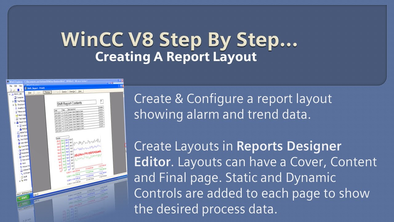WinCC v8.0 Step By Step 20: Create a WinCC Report Layout in report Designer 👩&zwj;💼💻 #winccguru