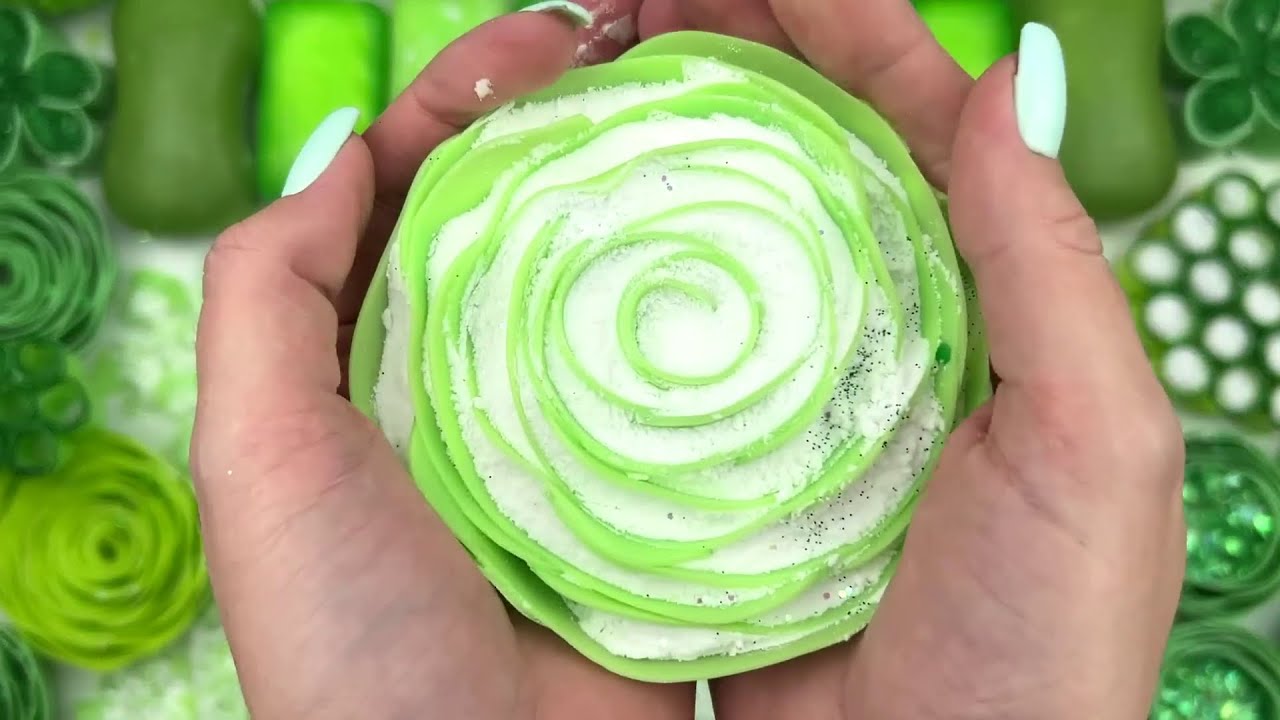 GREEN MOOD★ASMR SOAP★Compilation set soap★Crushing soap★cutting cubes★Oddly satisfying video
