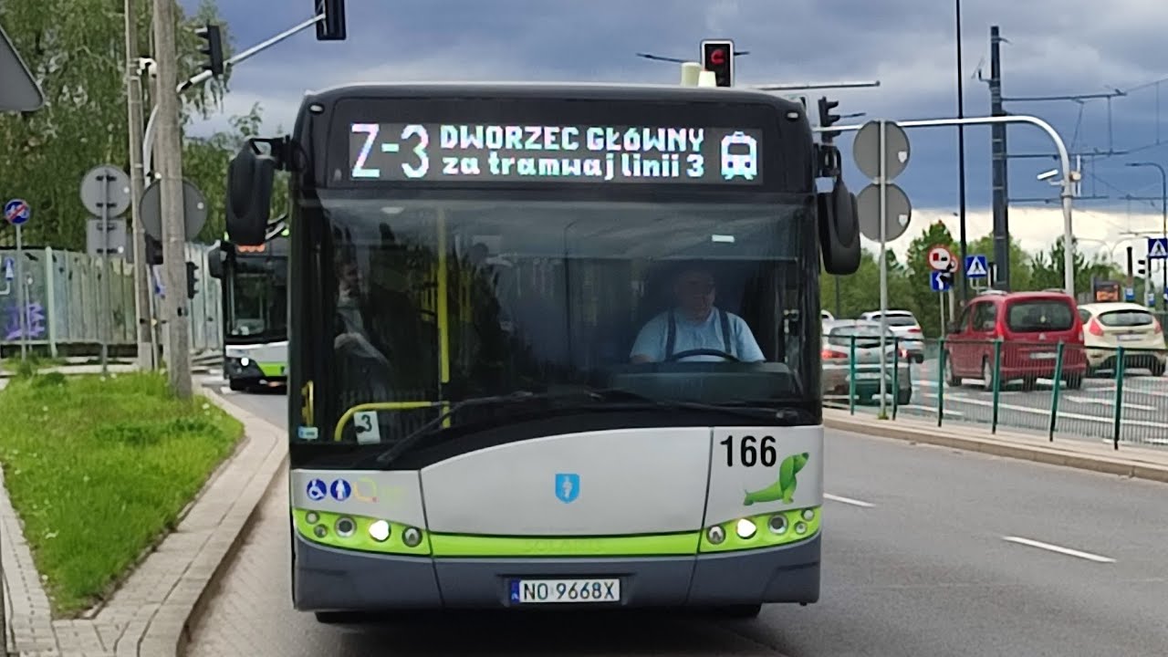 Solaris Urbino 12 III #166 (MPK Olsztyn) (🚍Z-3➡️Dworzec Główny za tramwaj linii 3)