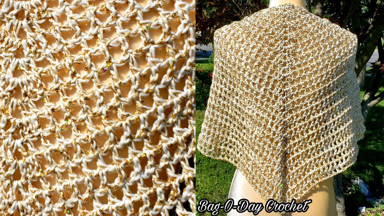 Crochet Easy Shawl | Crochet beginner shawl | Bag O Day Crochet Tutorial 613
