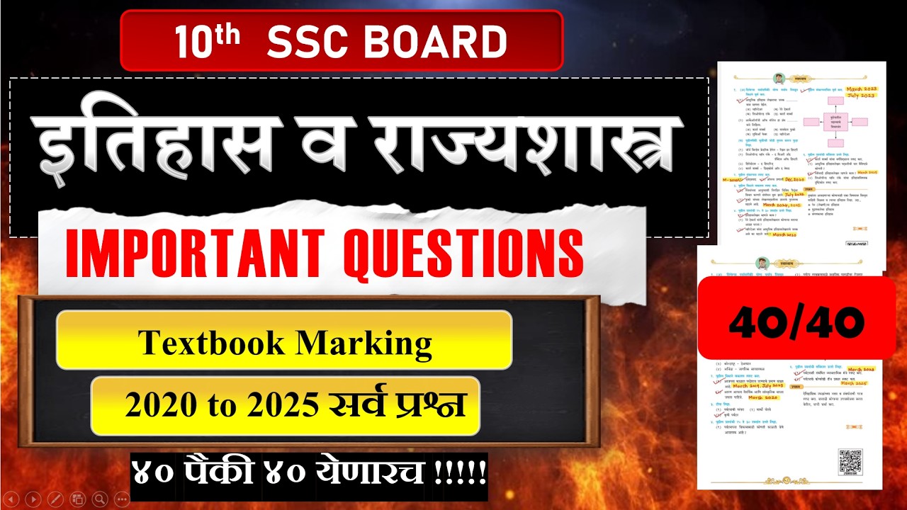 इतिहास | Important Question 💯📚| Textbook Marking | 10th Board Exam 2026| Target 40-40| Mission90
