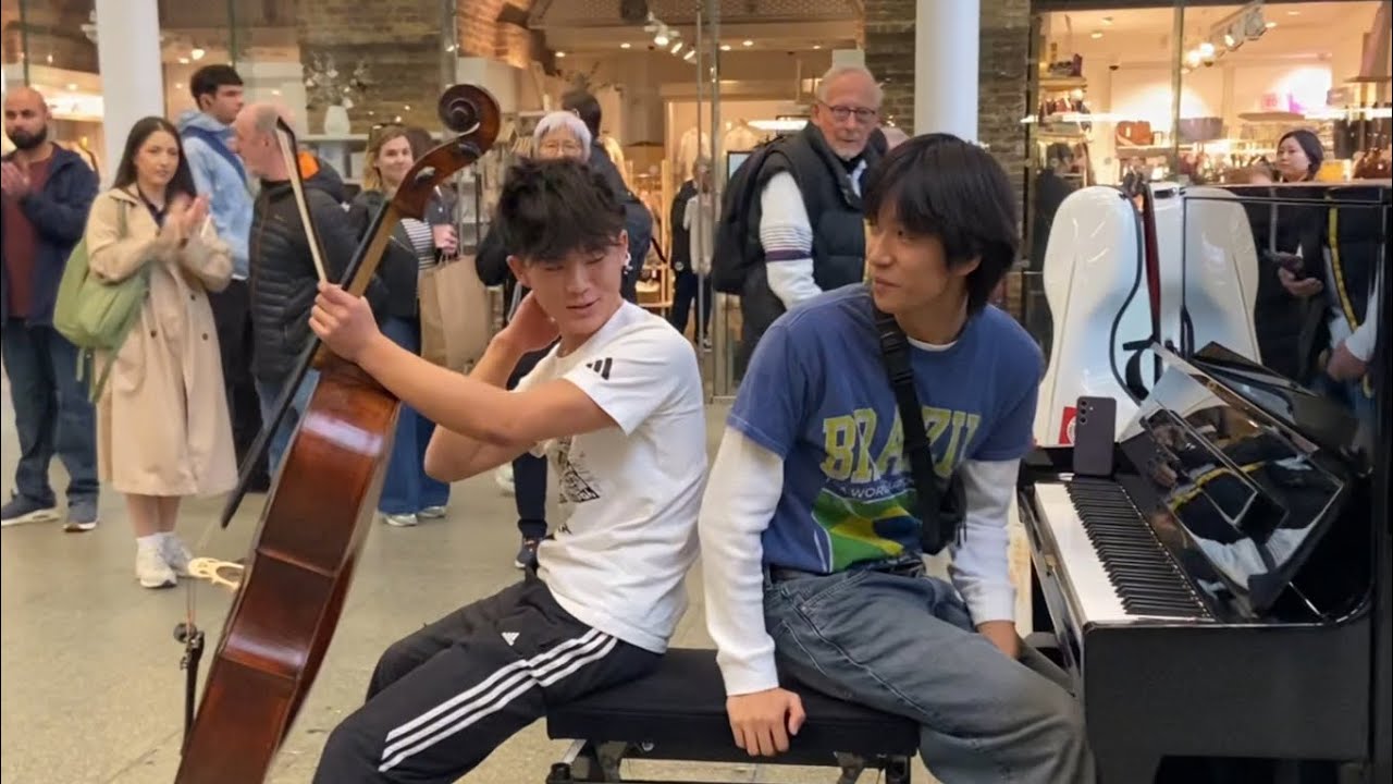 Playing Pirates of the Caribbean on a public piano with a cellist (vlog)