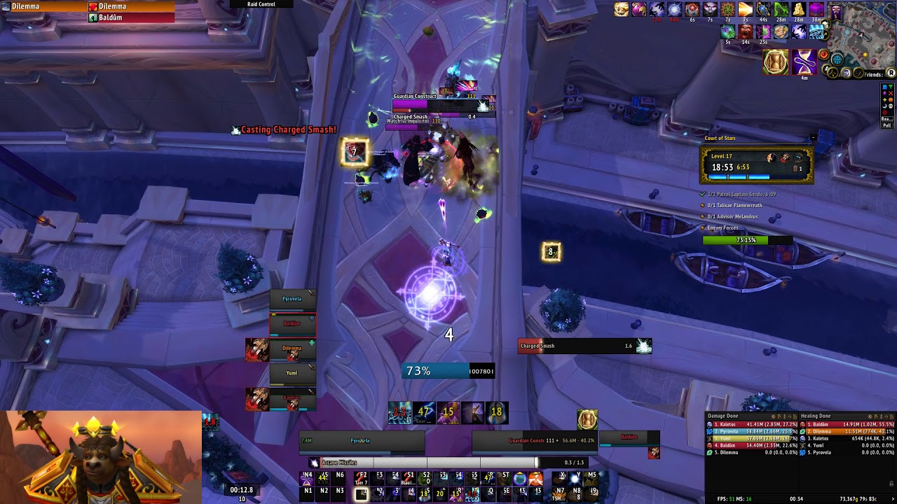 WoW Patch 7.3.2 - Court of Stars +17 [+2] (Arcane Mage PoV)