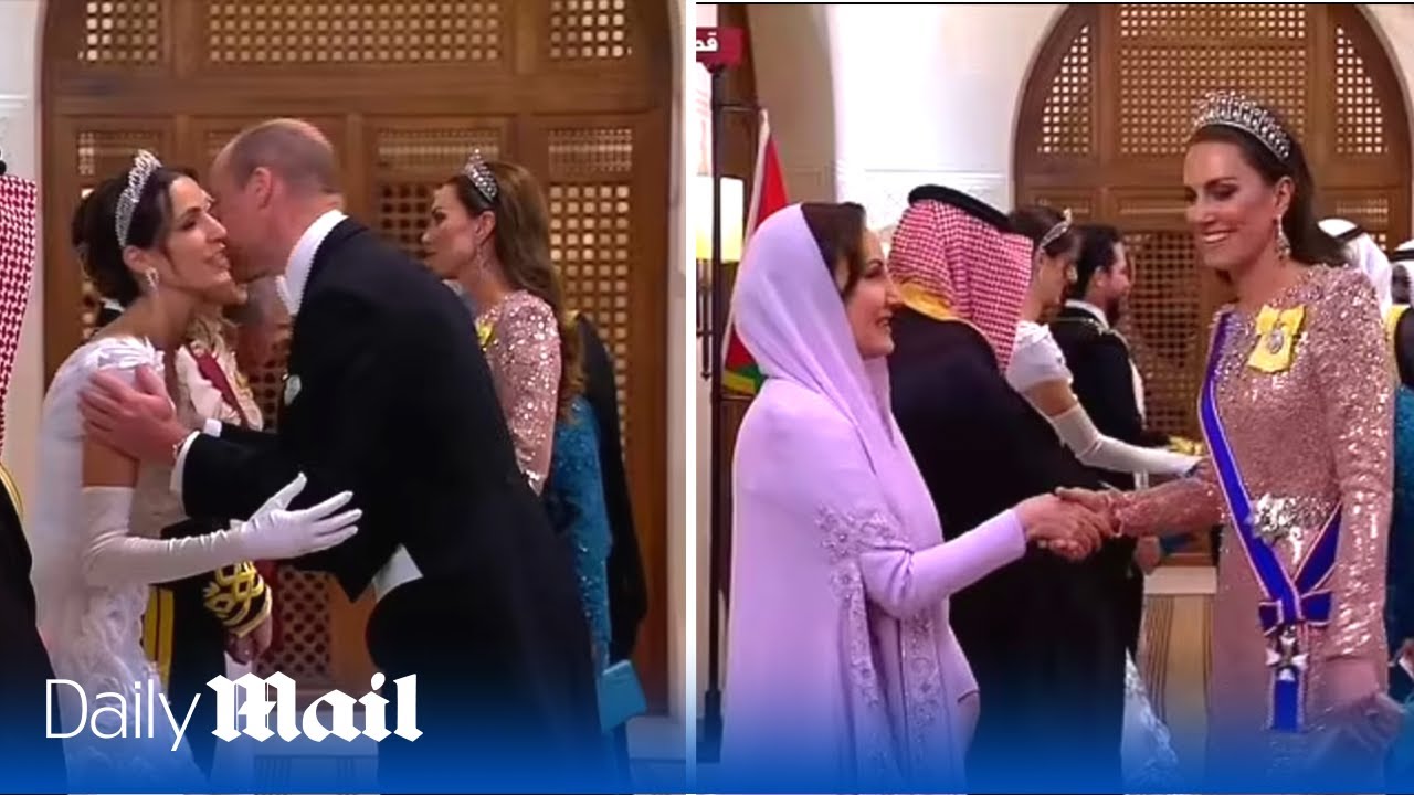 Kate Middleton and Prince William meet Jordan wedding couple Prince Hussein and Rajwa Al-Saif