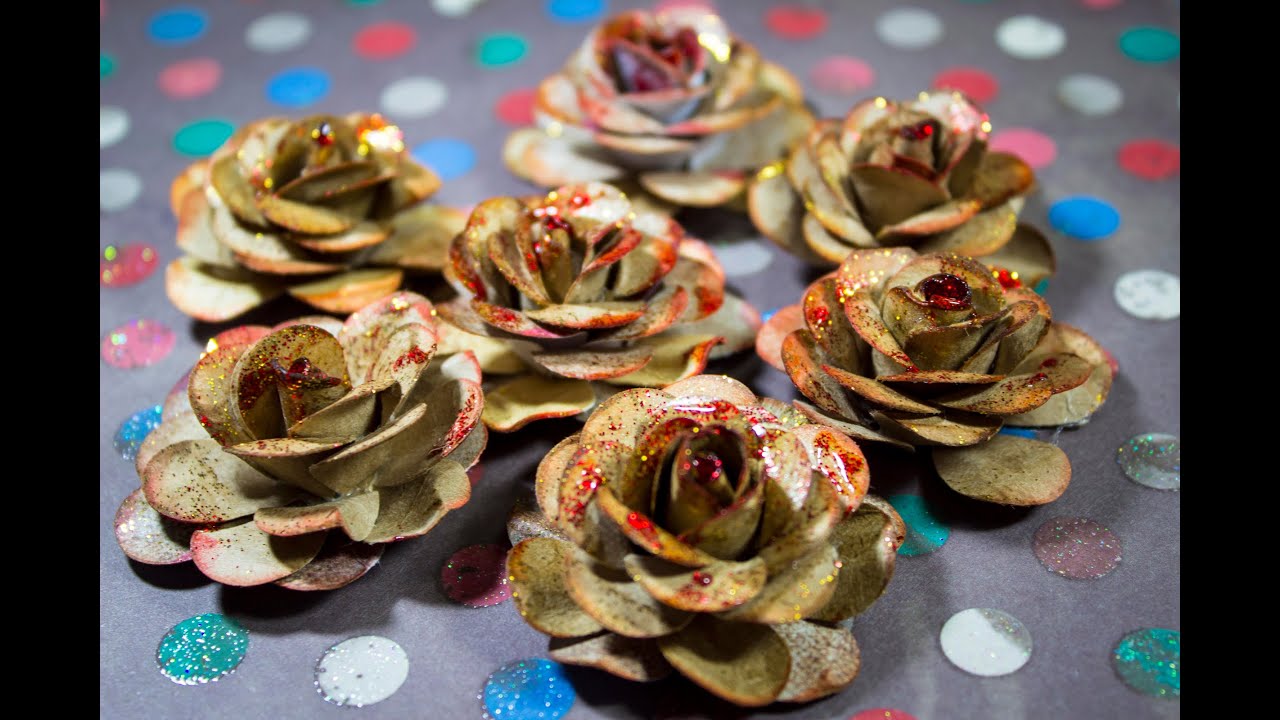 DIY - Como fazer Flores de papel p/ Scrapbook com Papel Kraft