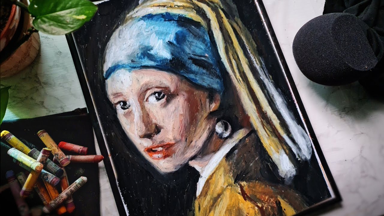 [ASMR ]  Drawing Girl with a Pear Earring by Vermeer  [No talking]