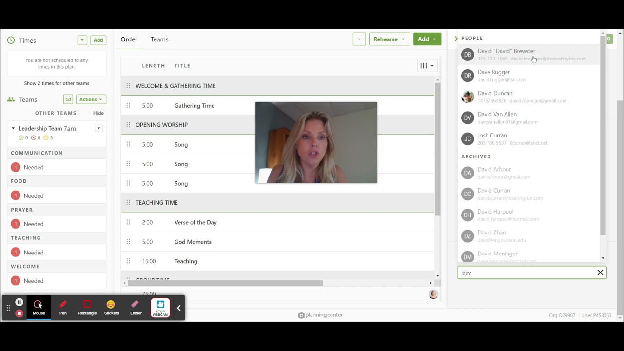Planning Center Services- adding plans and adding people