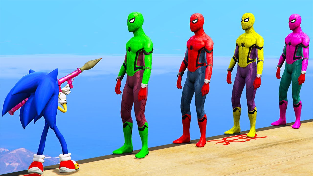 GTA 5 Water Ragdolls RED SPIDERMAN VS SONIC (Euphoria Physics, Ragdolls, Fails, Funny Moments)