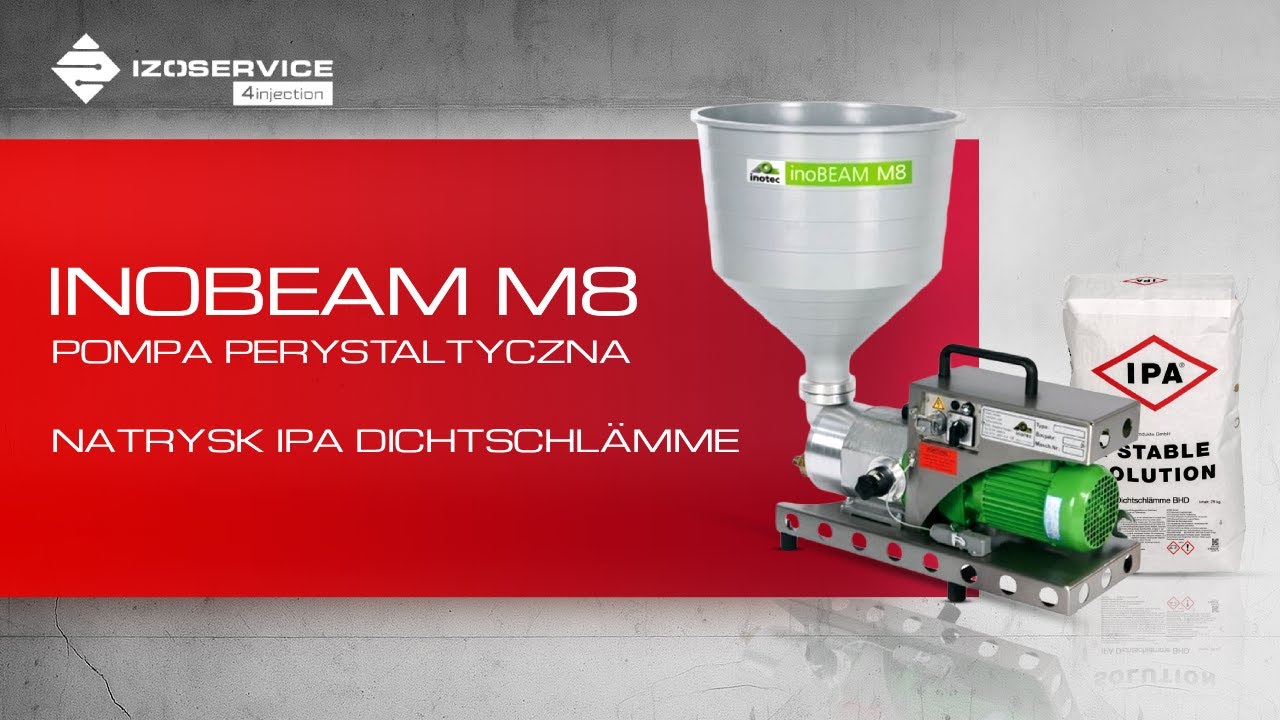 Natrysk IPA Dichtschlämme pompą perystaltyczną Inobeam M8 IZOSERVICE.