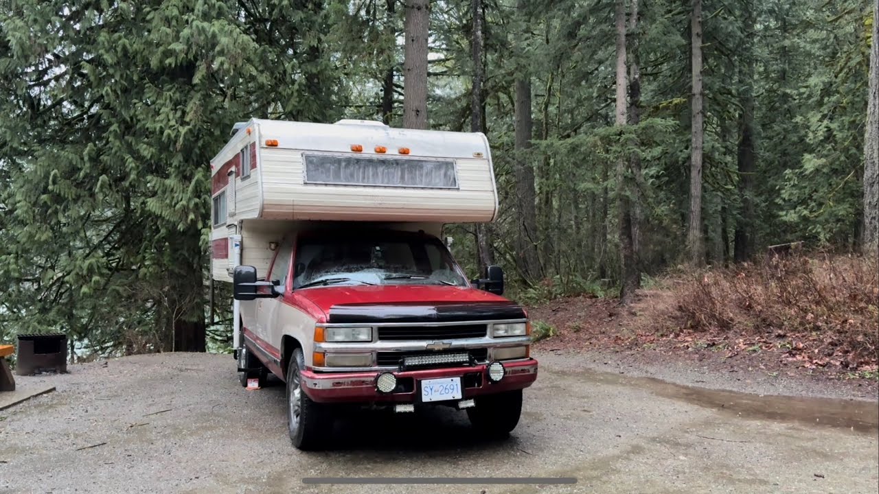 Camping in the Woods with a front door lake view in BC
