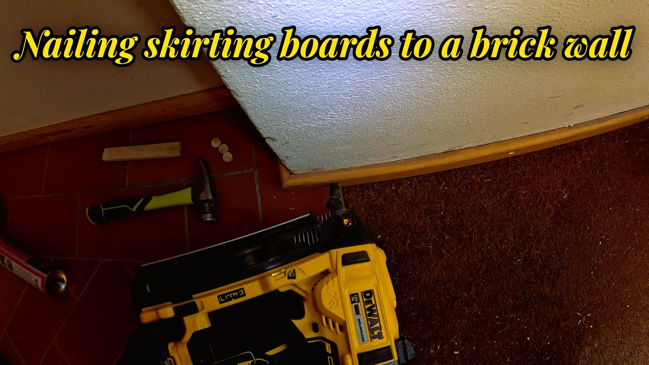 Nailing skirting boards into old castle walls with a Dewalt DCN890 concrete nailer📌
