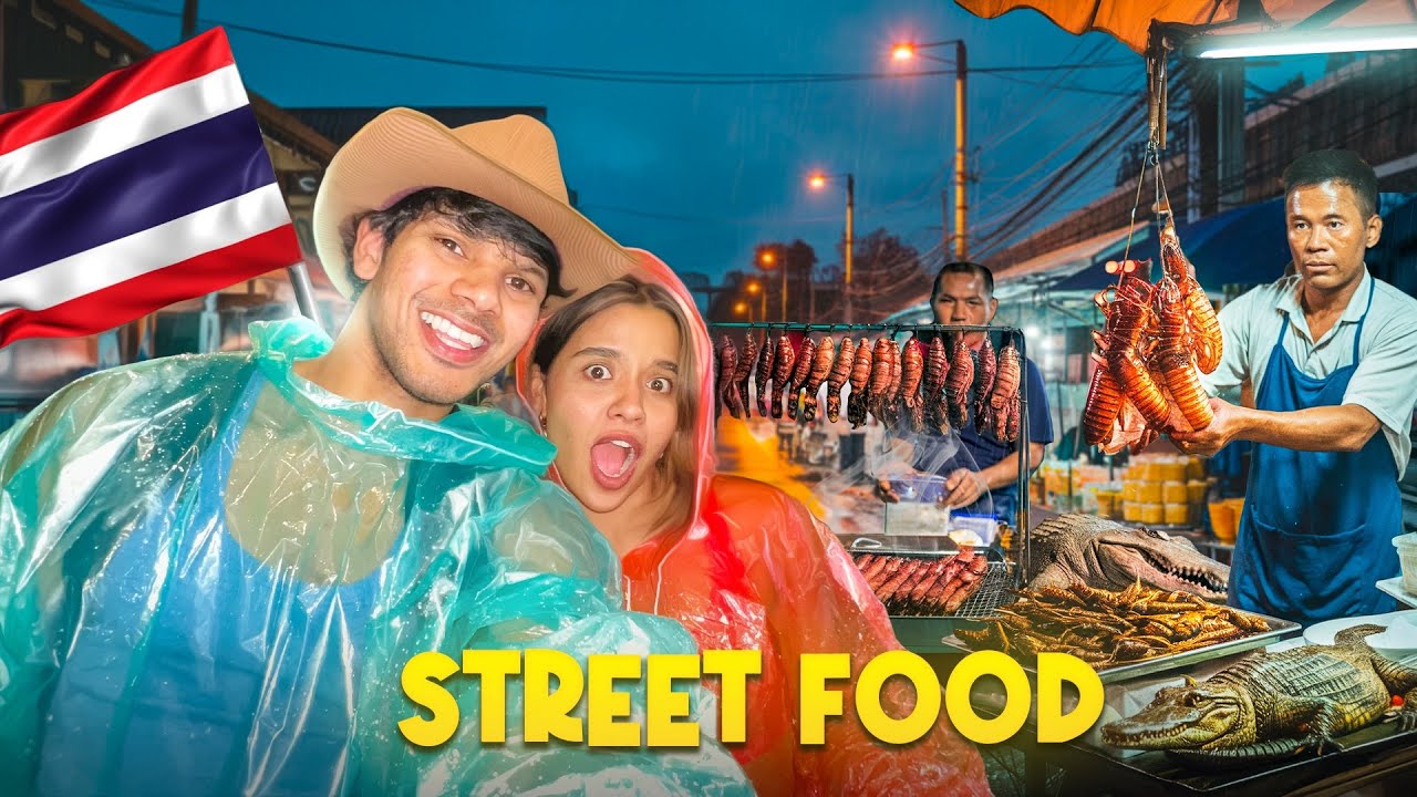 Eating Weird Street Food In Thailand 🐌 🐊🦂 | 24 Hours Challenge | Yash and Hass - සිංහල Vlog