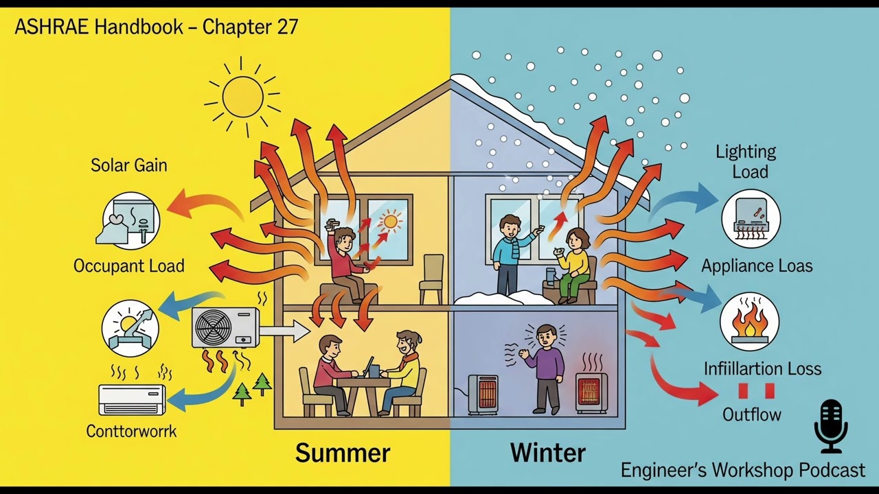 How to Calculate Residential Cooling & Heating Loads | ASHRAE Chapter 27 Explained