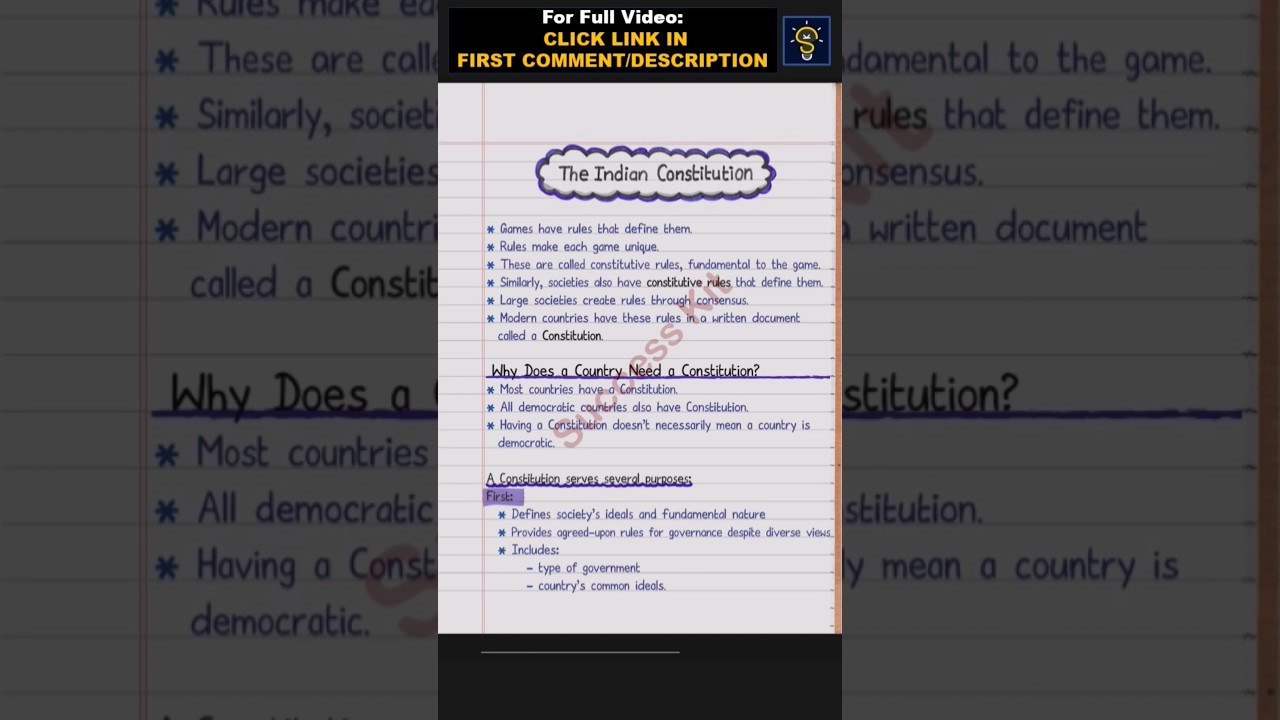 The Indian Constitution | Class 8 Civics | Handwritten notes | NCERT | CBSE | #shorts