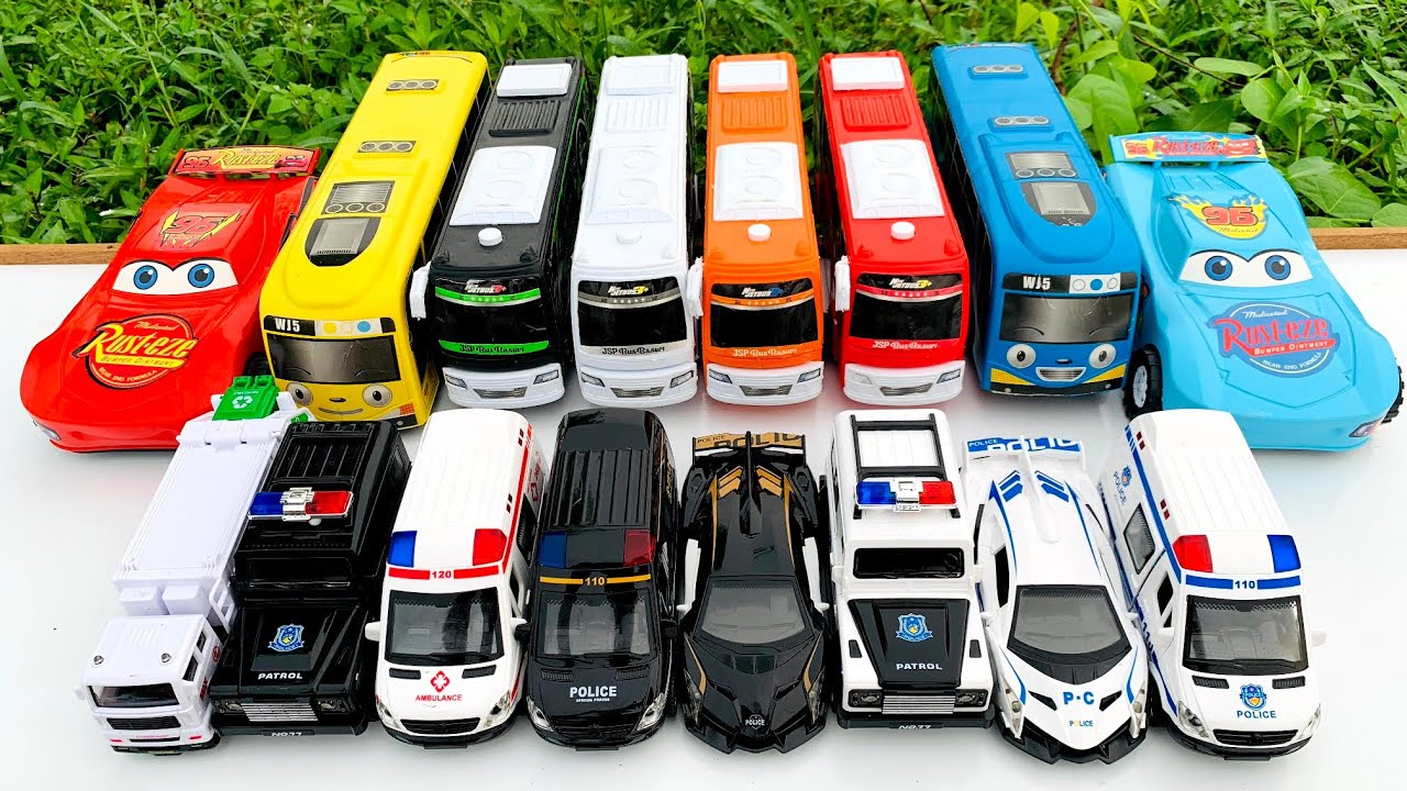 Mobil Mobilan Mcqueen, Bus tayo, Bus Basuri, Mobil Polisi, Mobil Ambulan, Mobil Balap, Damkar #2547