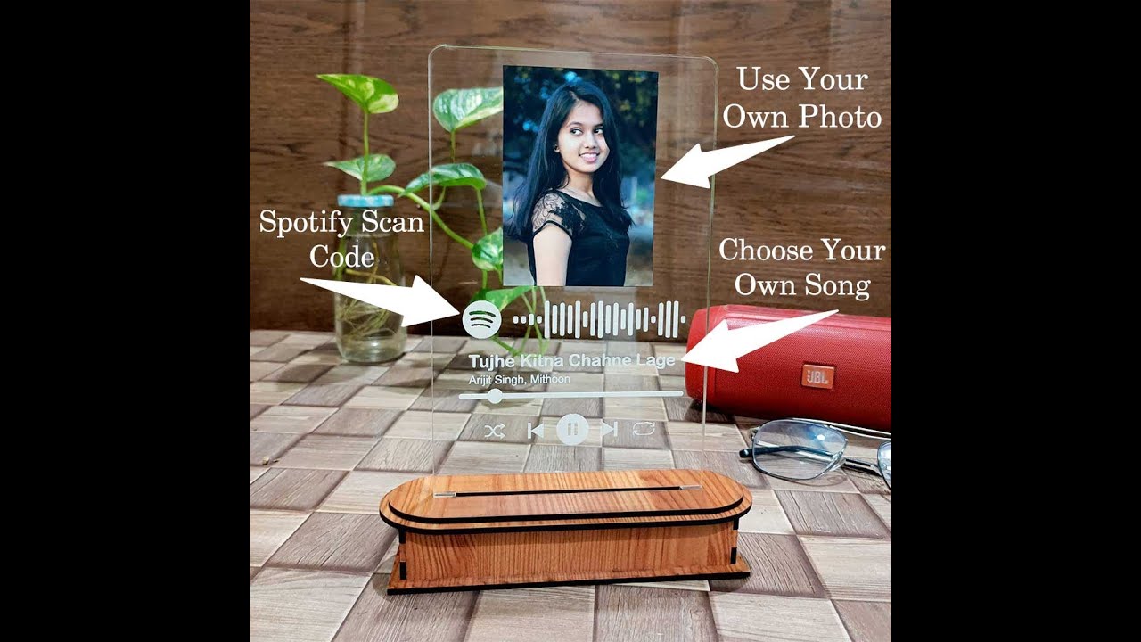 The Badnam Shop | Personalized Spotify Photo Stand Acrylic Glass With Light