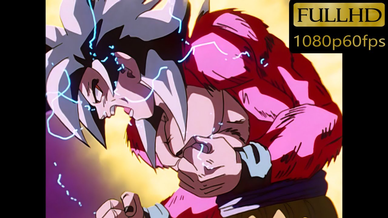 DBGT Goku Turns Super Saiyan 4 For The First Time [1080p60fps]