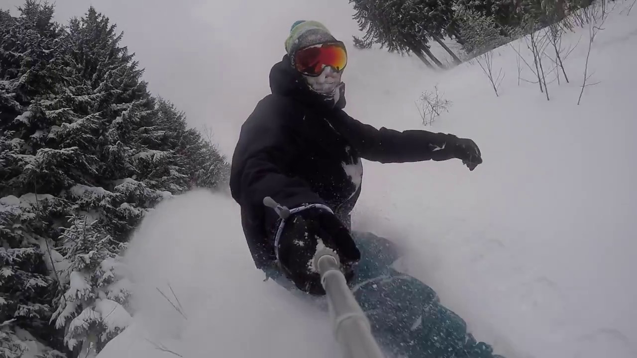 Snowboard powder day
