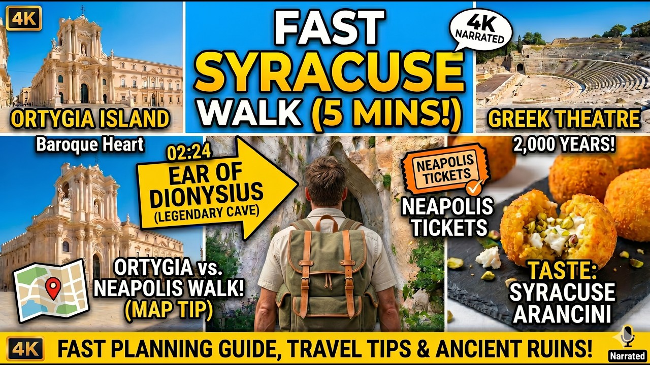 Syracuse, Sicily Narrated Walking Tour| 4K, Music & Captions
